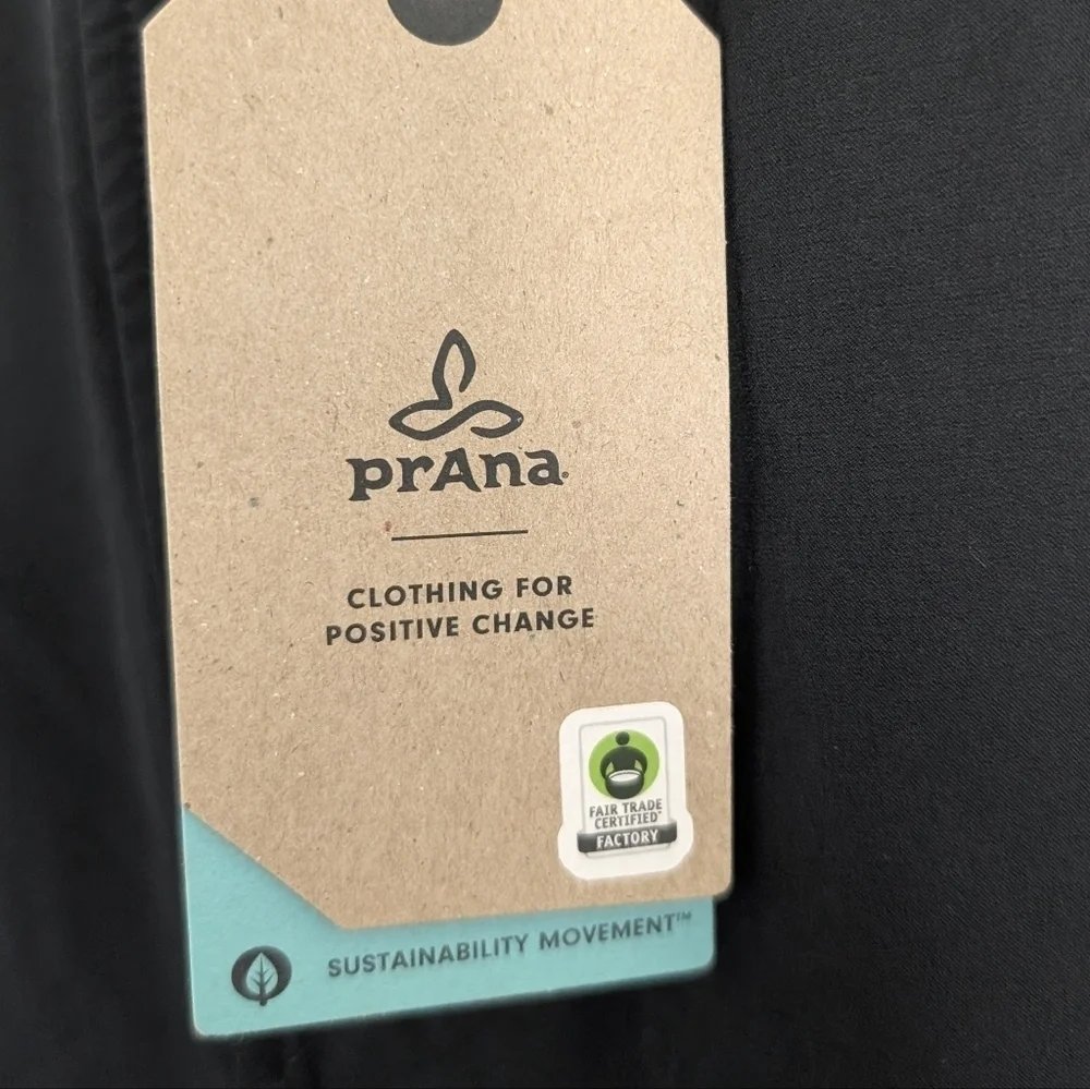 PrAna Ice Flow Hybrid Pant Black Mens Slim Elastic Waist Wicking Hybrid UPF 50